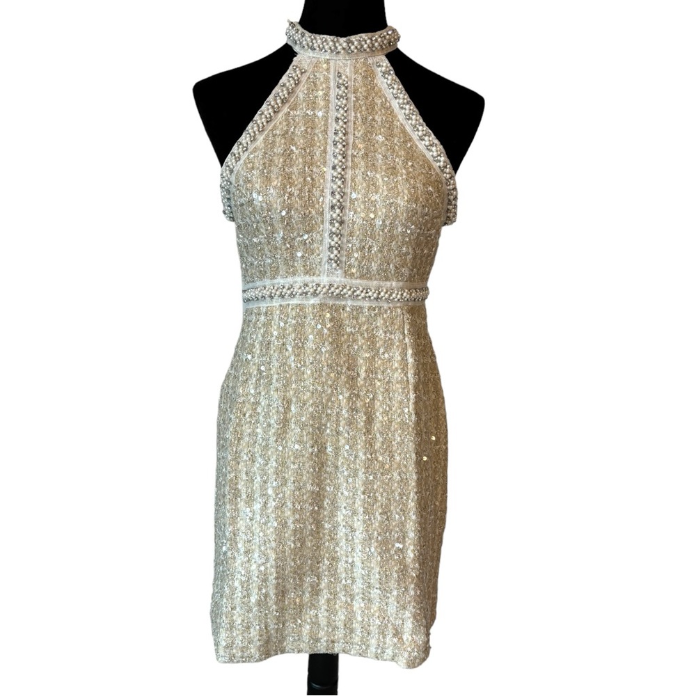 Stunning Beaded Sequin Tweed Dress Small